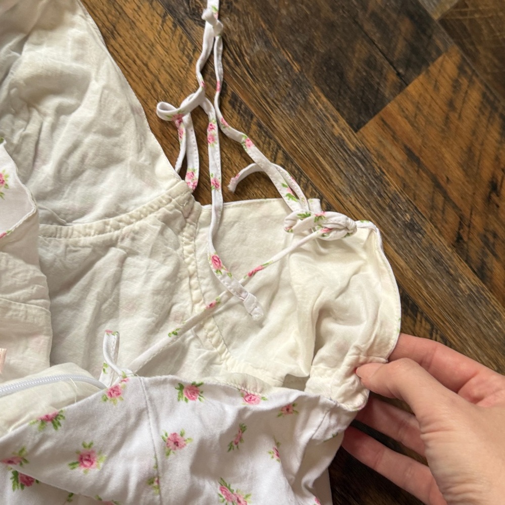 White floral cottagecore dress mini size medium summer spring - Picture 8 of 8